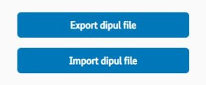 "Export dipul" file and "Import dipul file" buttons in menu "Operational Volumes"